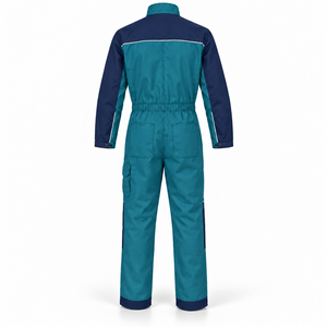 Overol de Trabajo Reflectante Personalizado para Hombre, Uniforme Industrial con Ribete Plateado, Mangas en Contraste, Paneles en las Rodillas, Bolsillos Tipo Cargo, para Taller - Product Image 3
