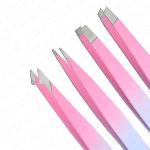 Juego de 4 Pinzas para Cejas de Acero Inoxidable con Punta Inclinada, Recubrimiento Degradado Rosa y Morado, Herramientas de Belleza de Precisión OEM - Product Image 3