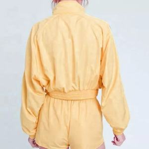 Conjunto de verano de chaquetas cortas para mujer, chándal de color naranja, conjunto de pantalones cortos de dos piezas, ropa informal estampada - Product Image 6