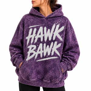 Custom Women Acid Wash Pullover Hoodie Premium Cotton Fleece Terry Streetwear Regular Fit Wear Heavyweight Fabric For Men - Product Image 1