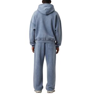 Chándales de Invierno Premium Personalizados para Hombre, Lavado Ácido, Hombros Caídos, Cierre de Cremallera, Logotipo Impreso Personalizado, 100% Algodón Grueso - Product Image 2