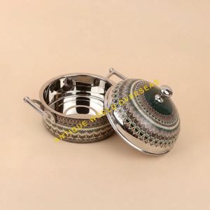 Olla de Acero Inoxidable de Lujo con Aislamiento Térmico y Patrón Geométrico, Antiadherente, de 28 cm, Duradera, con Tapa, para Mantener la Comida Caliente - Product Image 5