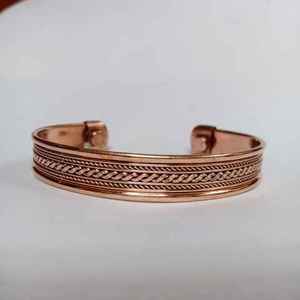 Handmade Premium Quality Copper and Brass <b>Bracelet</b> <b>Adjustable</b> Open Cuff with Engraving Gift for Men and Women - Product Image 1