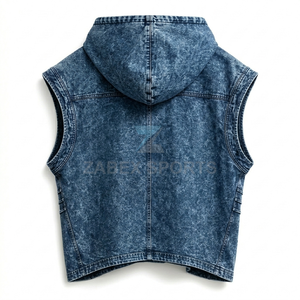 Gilet à capuche sans manches délavé à l'acide personnalisé pour homme, style streetwear moderne, avec finition vintage - Product Image 2