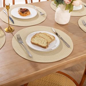 15-Inch Braided Cotton Polyester Place Mats Set <b>Heat</b> Resistant Table Mats Washable for Dinner Party Tables <b>Pack</b> of 6 - Product Image 3