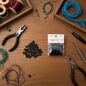 Cuentas de arcilla polimérica Ilan 6x1 mm negras para la fabricación de joyas - Product Image 2