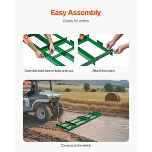 Erpice a barre pesanti da 8 piedi con barre regolabili, catena da 72 pollici, per uso agricolo, trainabile, azionato da motore, livellatrice per vialetti, rastrello per paesaggistica - Product Image 5