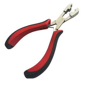 Alicates para extensiones de cabello de 4 mm, acero inoxidable, antideslizantes, con agarre rojo y negro, para instalar y quitar. - Product Image 1