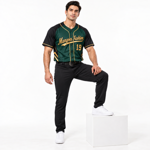 Maillot de baseball unisexe à manches courtes boutonnées, léger, respirant, en maille, séchage rapide, logo personnalisé, vente en gros pour équipes, vêtements de sport - Product Image 2