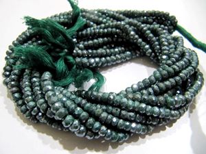 Perles facettées rondes en argentite vert émeraude naturelle, taille 4-5 mm, brin de 13 pouces de long - Product Image 3