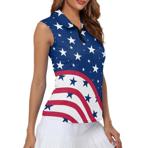 Polo sans manches pour femme haute performance, col quart zippé, sublimation, tissu léger pour le tennis et le golf en extérieur - Product Image 3