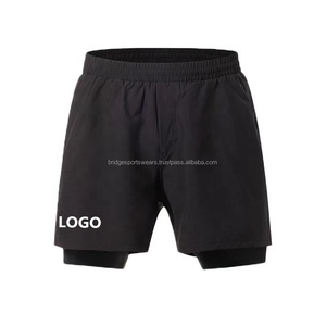 Shorts unisexes à taille mi-haute, taille élastique, couleur unie, respirant, séchage rapide, pour la course - Product Image 2