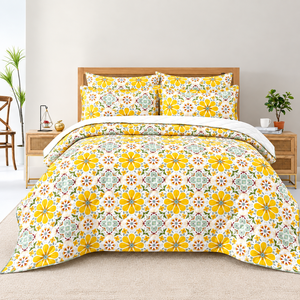 Juego de Cubrecama Belinda Lemon, 3 Piezas, Diseño de Diamantes Sólidos, Mezcla de Algodón T-150, Ropa de Cama para Toda Temporada, Uso Doméstico, Duradero y Elegante - Product Image 5