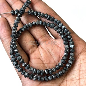 Cuentas de Diamante Negro Natural, Cuentas de Diamante Negro Sin Cortar de 5MM-6MM, Cuentas de Diamante en Bruto, Cuentas de Diamante Redondeadas para Joyería M - Product Image 4