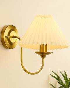 Metal Wall <b>Sconce</b> With Pleated Shade Traditional Decorative <b>Lighting</b> For Indoor Use - Product Image 2