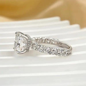925 Moissanite Classic <b>Cushion</b> Cut Engagement <b>Ring</b> Travel <b>Ring</b> In Sterling Silver White Gold Plated Moissanite <b>Ring</b> for Women's - Product Image 5