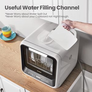 Mini lave-vaisselle portable de comptoir avec réservoir d'eau intégré de 5 L pour appartements et camping-cars, sans installation requise, fonction de séchage à l'air à haute température - Product Image 3