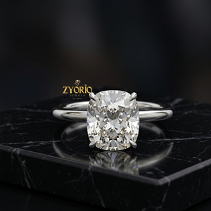 <b>Cushion</b> Cut Solitaire Engagement <b>Ring</b> in 10K Gold Classic Diamond <b>Wedding</b> <b>Ring</b> for Women - Product Image 4