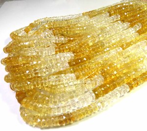 Cuentas de Citrino Natural Multicolor Amarillo Heishi de 6.5mm, Corte Facetado, Hilo de 16 Pulgadas, Alta Calidad, Perforadas al Centro, Pulidas para Joyería - Product Image 3