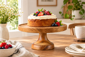 Support à gâteau rond en bois, présentoir de desserts style ferme pour cuisine et table de fête par Aqudus Saleem Modèle Aq344 - Product Image 1