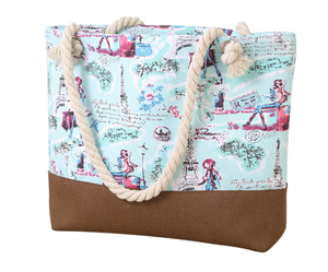 <b>Large</b> Capacity Watermelon Print <b>Canvas</b> Beach Tote <b>Bag</b> with Rope Handles Eco Friendly Reusable Shopping Handbag - Product Image 3