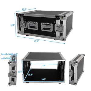 Cabinet per Attrezzatura DJ a Singolo Strato 6U da 19 Pollici con Doppia Porta Nero e Argento, Borse e Custodie per Strumenti - Product Image 3