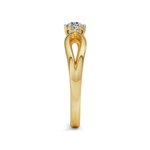 Bague de fiançailles en or jaune 14 carats avec diamant de laboratoire rond de 1,00 ct, certifié IGI, clarté VS1, couleur F, diamant CVD, sertissage trois pierres - Product Image 3