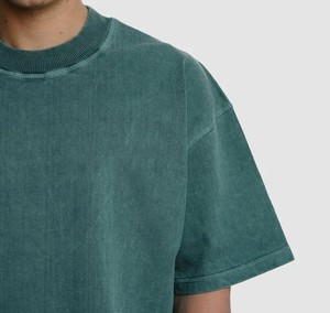 Men's Oversized Green Cotton T-Shirt Short Sleeve O-Neck Casual Letter Print Jersey Knitted Front <b>Logo</b> Design - Product Image 4