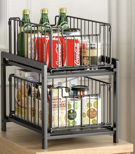 OEM/ODM Vietnam 2 Tier Slide Out <b>Under</b> Sink Organizer Drawer Kitchen Bathroom Cabinet Storage Rack - Product Image 2