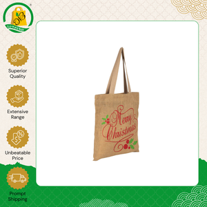 New Stock Arrival Top Quality Women's Jute Shopping <b>Bag</b> with Fashion Christmas Printing and <b>Long</b> Weaved Handle - Product Image 2