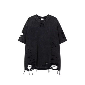Outdoor Use Solid Color Men Distressed <b>Ringer</b> <b>T</b>-<b>Shirt</b> 100% Cotton Breathable Quick Dry Anti-UV Anti-Wrinkle Eco-Friendly High - Product Image 1