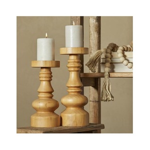 Support de bougie en bois rustique fait main, décoration naturelle pour la maison, centre de table pour salle à manger, salon, chambre et mariage - Product Image 4