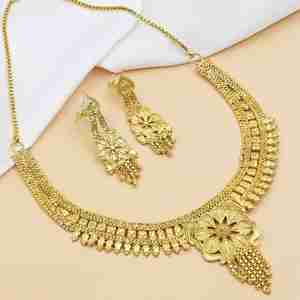 Collares de Moda para Boda con Diseño Tradicional de Flores en Latón Chapado en Oro Micro de 14K, 18K y 24K al por Mayor - Product Image 1