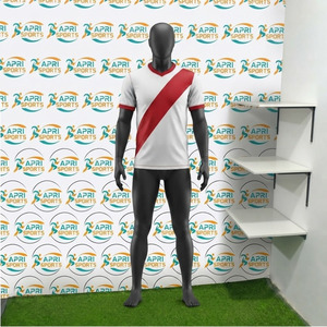 Maillot de football unisexe personnalisé de qualité supérieure, anti-UV, respirant, en polyester écologique, avec logo personnalisé, col rond, manches courtes - Product Image 2