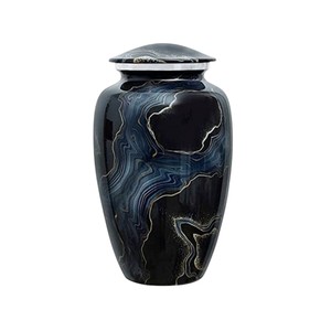 Urne funéraire en aluminium pour cendres humaines adultes, texture marbre Océan Bleu, 200 cu in, pour commémoration funéraire - Product Image 3