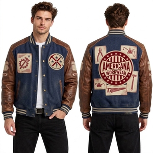 Custom Brown Sleeve Wool Varsity <b>Jacket</b> for Men with <b>Retro</b> College Badge Layout and Classic Letterman Styling - Product Image 1