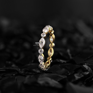 แหวนทอง 14K ประดับเพชรสลับลายแบบ Eternity Band ดีไซน์เรียวบาง สามารถสวมซ้อนกันได้ เหมาะสำหรับเป็นของขวัญและของที่ระลึกในวันครบรอบ ยอดขายดีที่สุด - Product Image 6