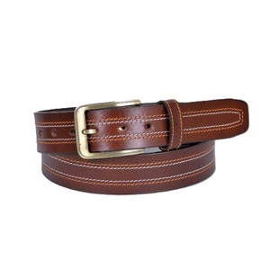 Ceinture en cuir pleine fleur de qualité supérieure, de marque, de créateur, avec boucle métallique classique cousue, accessoires vintage, vente en gros - Product Image 1