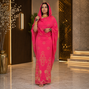 Tissu en voile de coton brodé de qualité supérieure |   Tissu pour robe Toub soudanaise 100% coton pour femmes, pour les mariages, les fêtes et les tenues traditionnelles - Product Image 4