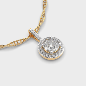 925 Silver Lab Grown Diamond Round Halo Pendant Necklace Fine Jewelry Wedding Bridal Gift Women - Product Image 1