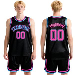 Maillot de basket sans manches noir et rose en polyester par sublimation pour joueurs de basketball - Product Image 2