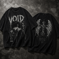 T-shirt graphique surdimensionné personnalisé Emo Gothique Streetwear Grunge Esthétique Witchcore Anime Imprimé Unisexe Coupe Ample