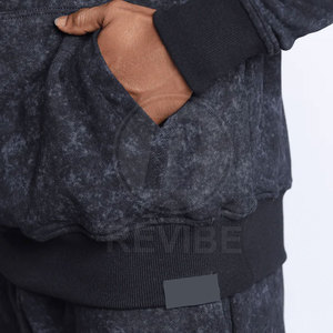Ensemble court tendance pour homme, sweat à capuche délavé, toucher doux, look élégant, 100 % coton avec doublure polaire - Product Image 5