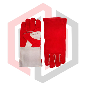 Gants de soudage en cuir rouge, résistants aux déchirures, ignifuges, anti-chaleur, anti-coupures, antidérapants, sans silicone, 14 pouces, pour soudeurs, travaux de barbecue, TIG - Product Image 4