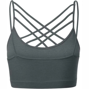 Women Seamless Sports Bra Criss-Cross Back <b>Strappy</b> Support Wire Free Breathable Quick Dry Solid Color Workout <b>Top</b> - Product Image 6