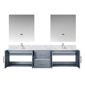 Dark Grey 80 In. W X 22 In. D Double Bath <b>Vanity</b> with Carrara Marble Top and 30 In. LED <b>Mirrors</b> Faucet Set Included - Product Image 5