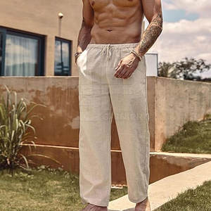 กางเกงผ้าลินินทรงหลวมสำหรับผู้ชาย เนื้อผ้านุ่ม น้ำหนักเบา ดีไซน์สวมใส่สบาย เหมาะสำหรับการเดินทาง พักผ่อน และสวมใส่ในชีวิตประจำวัน - Product Image 5
