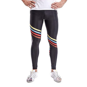Men's Full Length <b>Compression</b> <b>Leggings</b> Solid Design Spandex/Nylon Breathable Elastic Waist 220g Fitness Wear - Product Image 1
