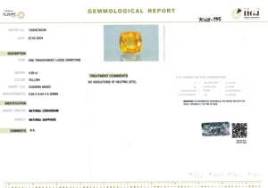 พลอยแซฟไฟร์สีเหลืองทรงคุชชั่นธรรมชาติ 5.05 กะรัต จากศรีลังกา สำหรับทำเครื่องประดับและแหวน รุ่น YCWX-155 - Product Image 6