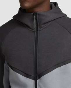 เสื้อฮู้ดดี้แบบสวมใส่ได้สองด้าน ผ้าสแปนเด็กซ์ ไนลอน กันน้ำ ระบายอากาศ กันลม มีซิปเต็มตัว สีทูโทน สำหรับทุกเพศ แบบลำลอง มีกระเป๋าข้าง - Product Image 1